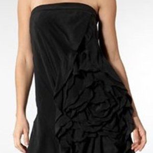 $550 ROBERT RODRIGUEZ Black Strapless Flower Dress